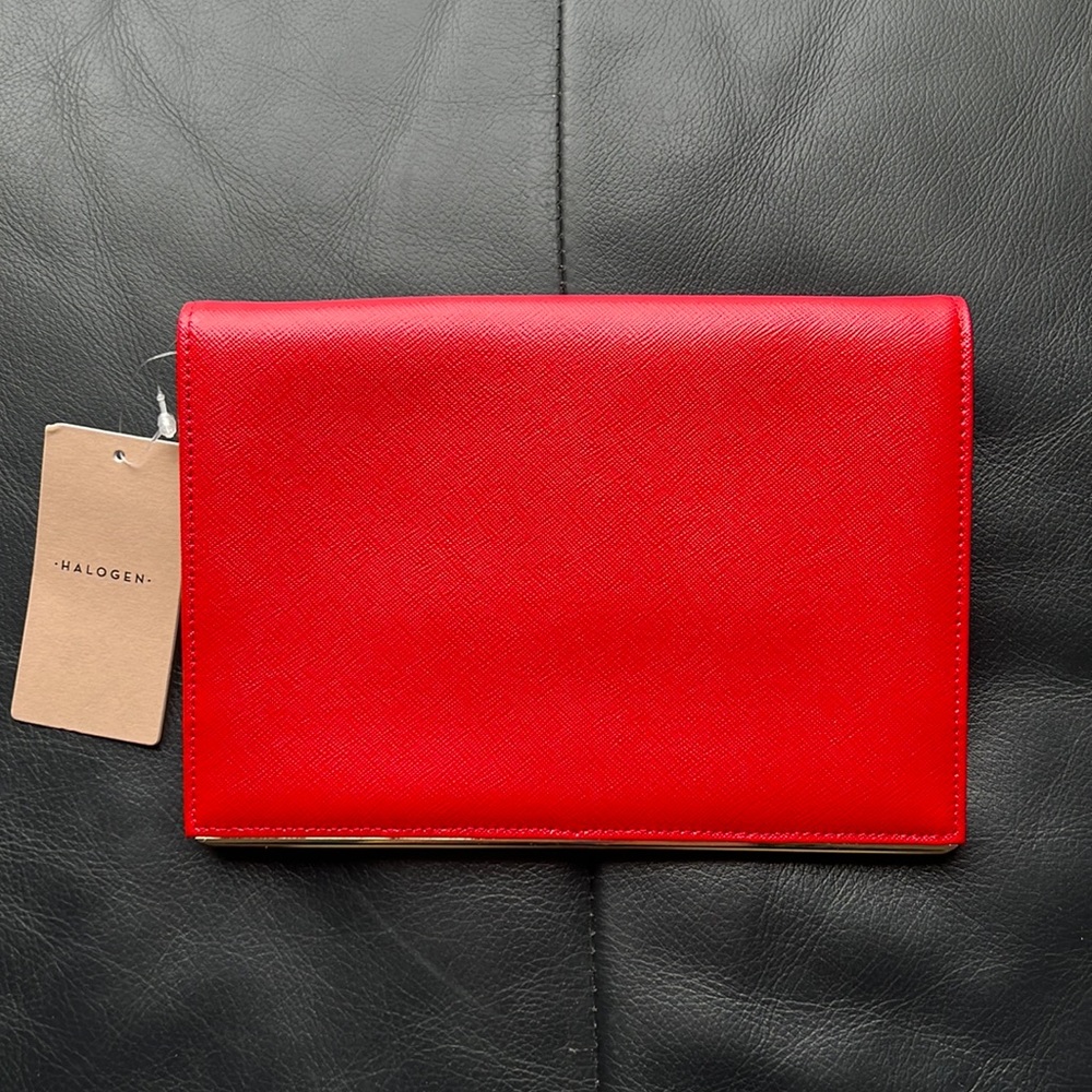 Halogen red leather wallet and chain